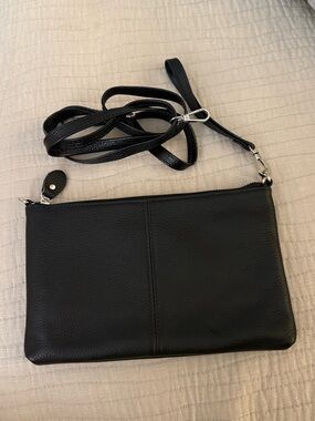 Befen Black Genuine Leather Crossbody Wristlet